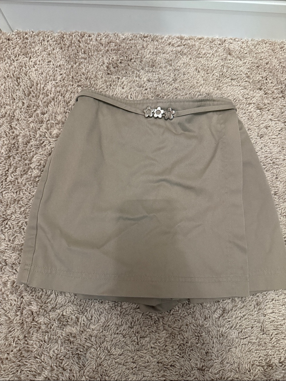 Charter School khaki Skort with Floral Accent
